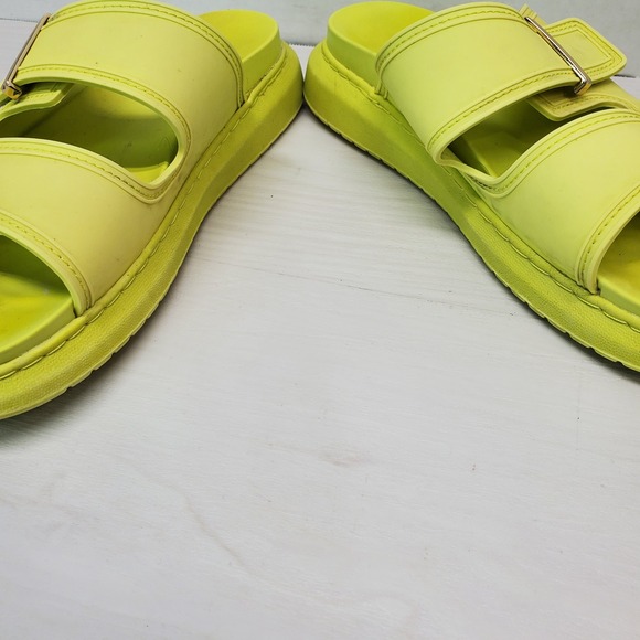 Madden‎ Girl Kingsley Lime Green Double Strap Slide Sandals Size 10M Platform - Picture 7 of 16